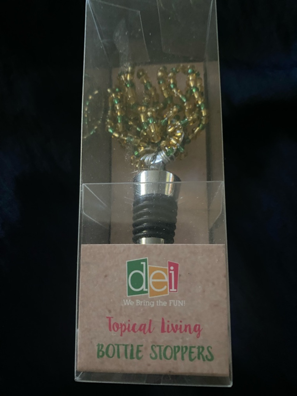 dei Tropical Living Gold & Green Beaded Bottle Stopper